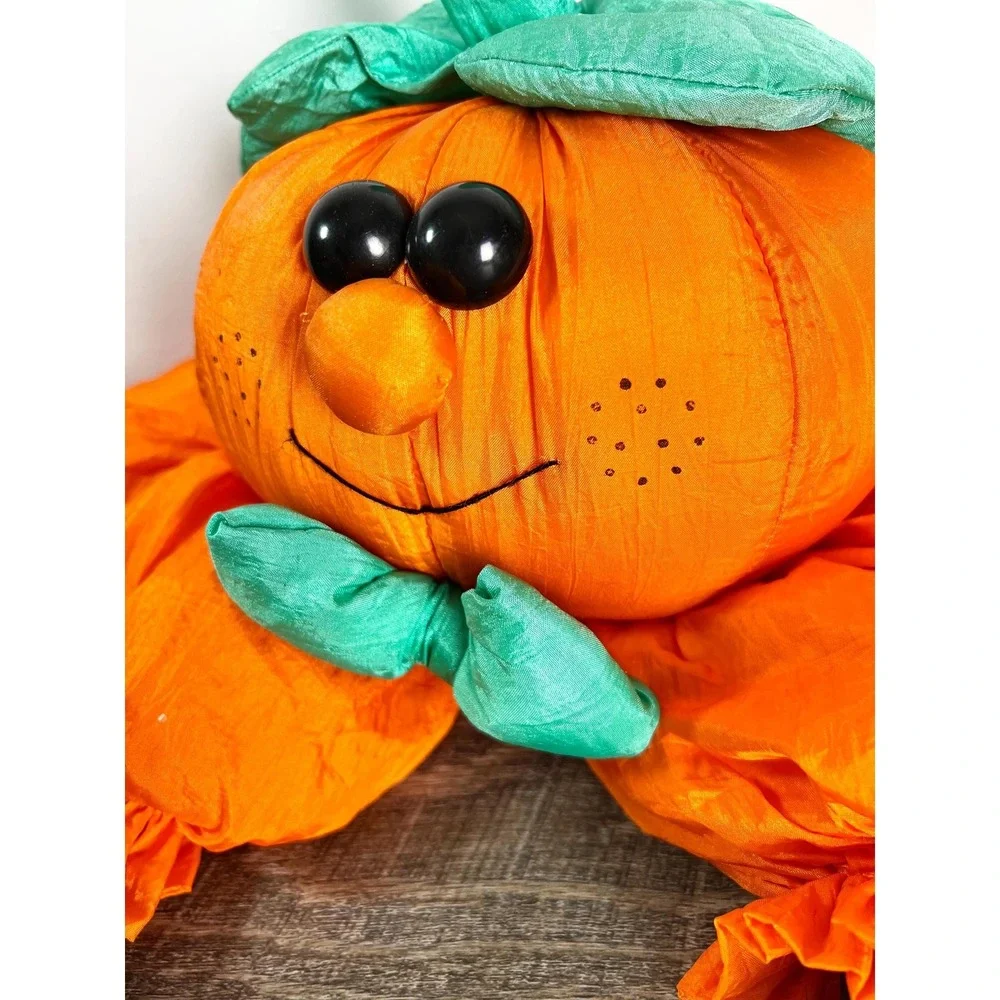 Mr Pumpkinhead Halloween‎ Plush Vintage Nylon Pumpkin 1993 puff beanbag bottom
